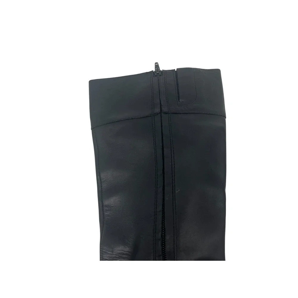 Lauren Ralph Lauren Sigrid Black Leather Knee High Boots Women's Size 8B